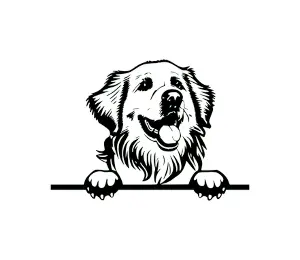 Download Great Pyrenees Peeking Dog SVG - Black and White Silhouette Vector Graphic for Cricut and Craft Projects