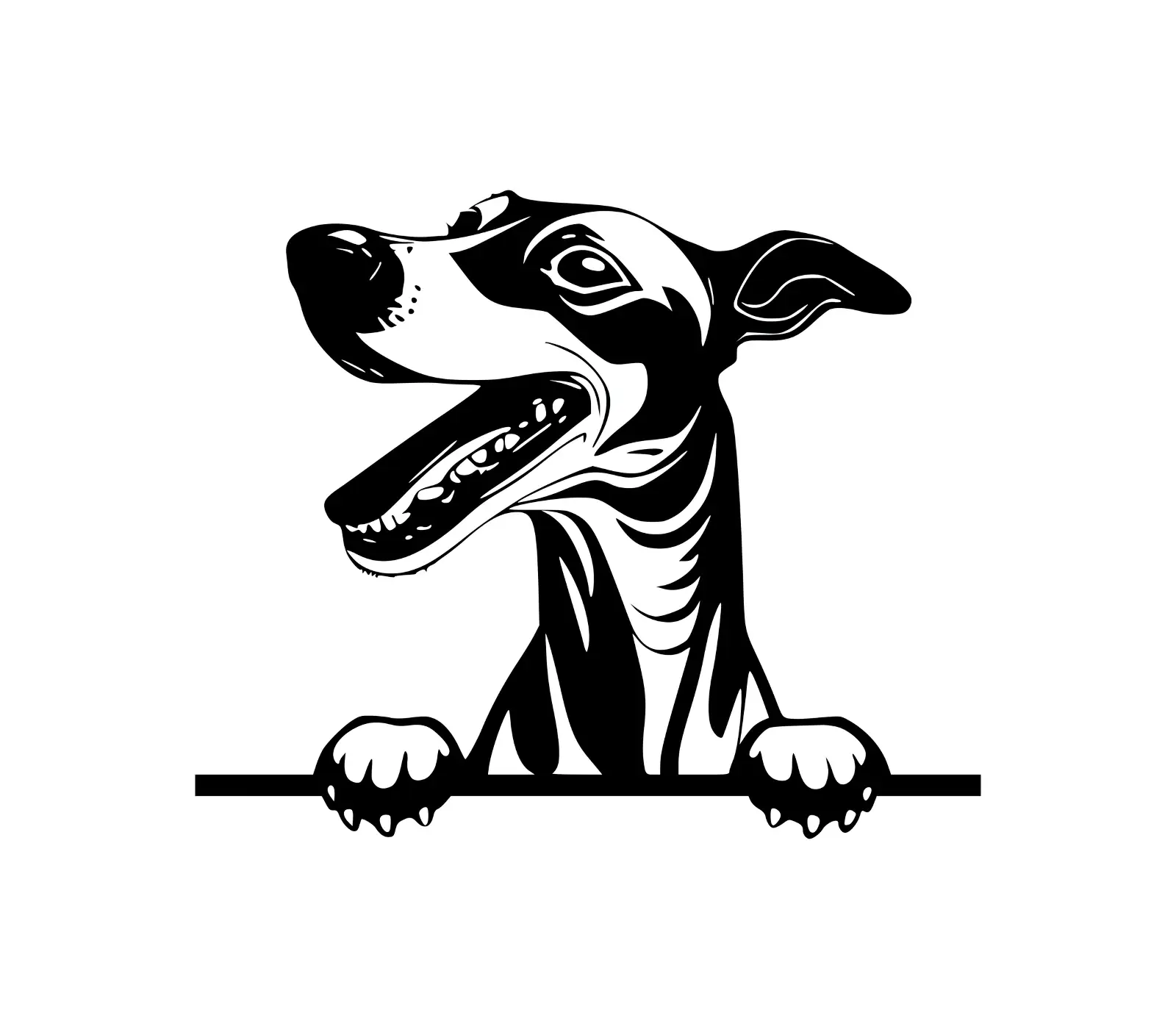 Greyhound Peeking Dog SVG | Silhouette Vector Art