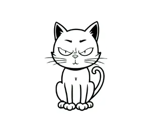 Download Grumpy Minimalist Cat SVG: Cute & Funny Black Cat Vector for Halloween, Cat Moms & Crafters