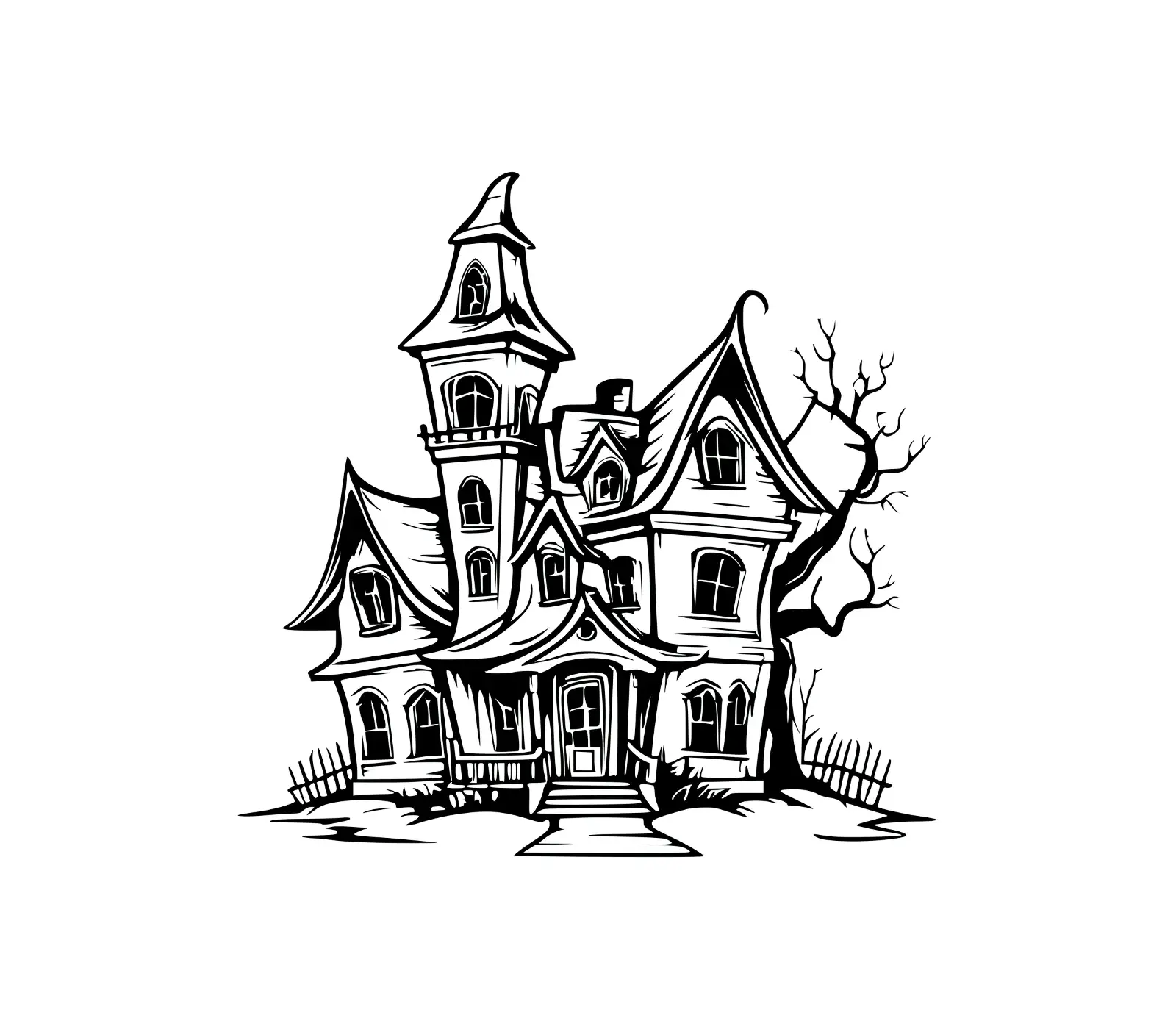 Haunted House SVG | Spooky Tree Design for Halloween