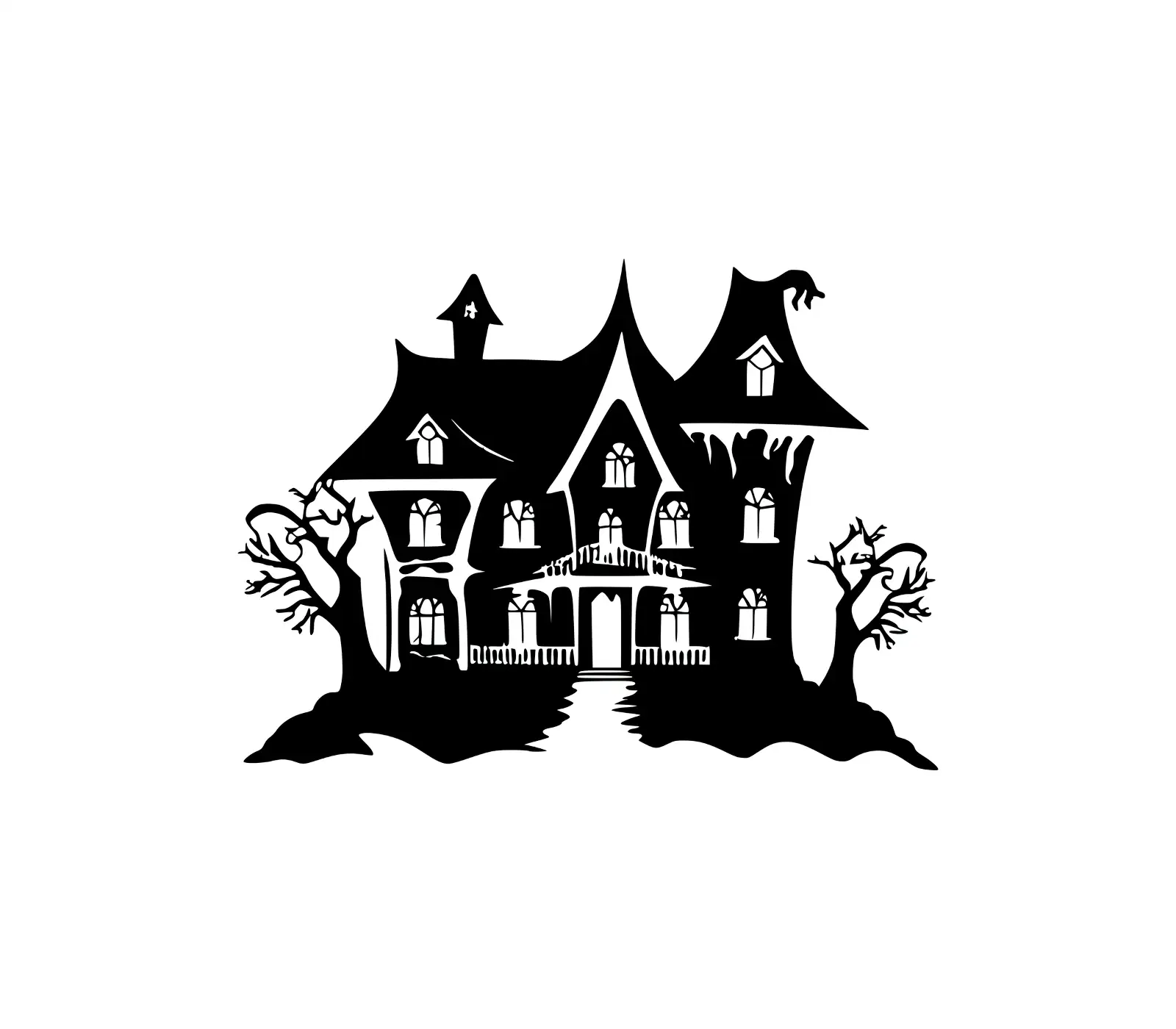 Haunted House SVG | Spooky Tree House Silhouette Art