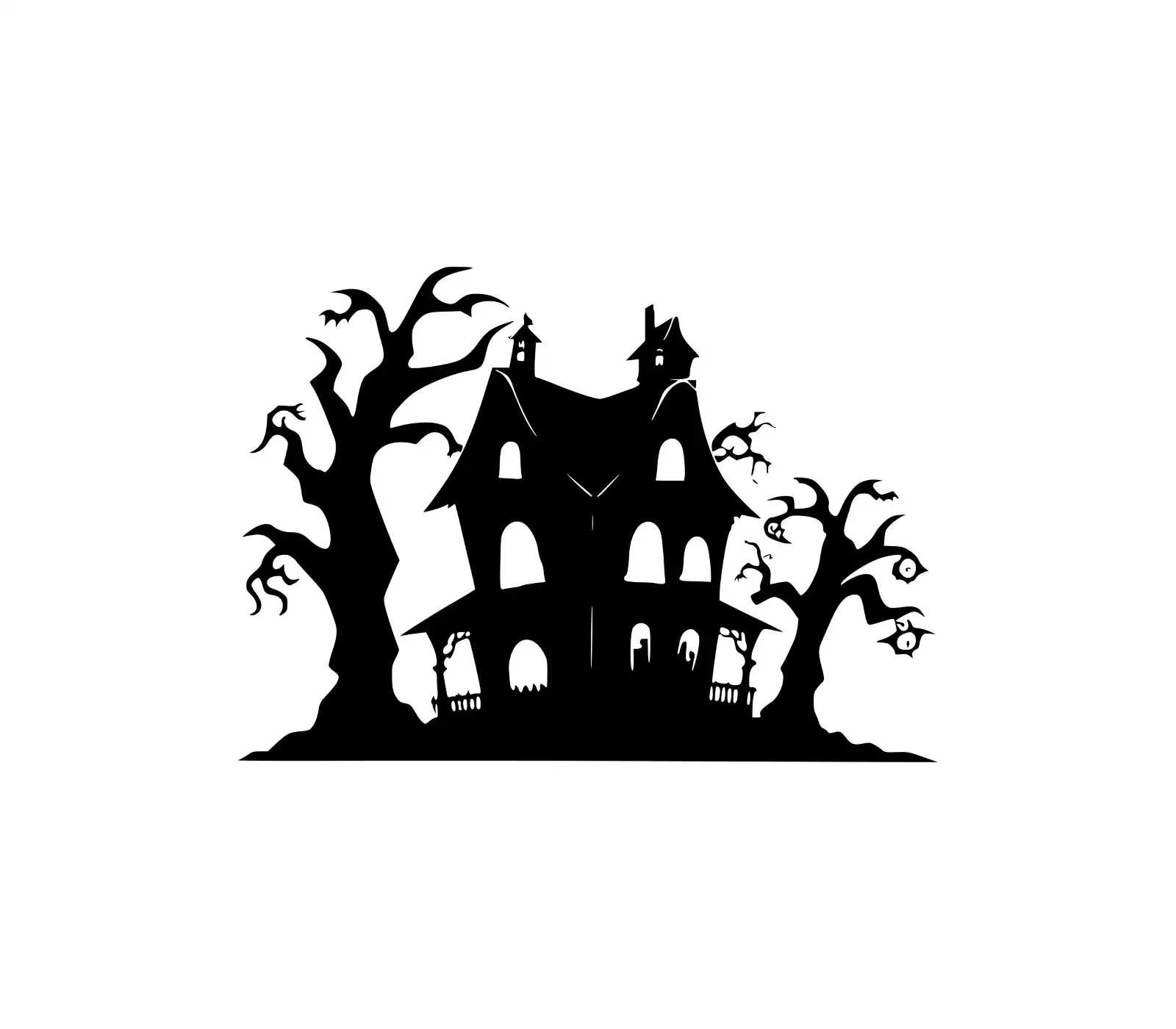 Haunted House SVG | Spooky Tree Silhouette Art