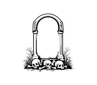 Download Haunting Arch Tombstone SVG with Skulls | Gothic Graveyard Design for Halloween Decor and Crafts