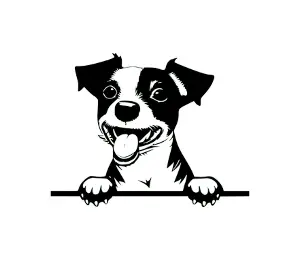 Download Jack Russell Terrier Peeking Dog SVG - Black and White Silhouette Vector Graphic for Cricut and Crafts