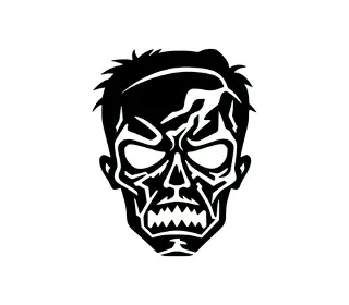 Download Menacing Zombie Face Halloween SVG | Spooky Silhouette Vector for Haunting Designs