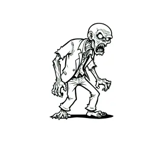 Download Menacing Zombie Silhouette SVG: Spooky Halloween Vector Design for Crafts and Decorations