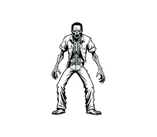 Download Menacing Zombie Stance SVG | Halloween Vector Silhouette for Spooky Designs and Decorations