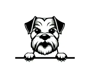 Download Miniature Schnauzer Peeking Dog SVG | Black and White Silhouette Vector Art | Digital Download for Cricut