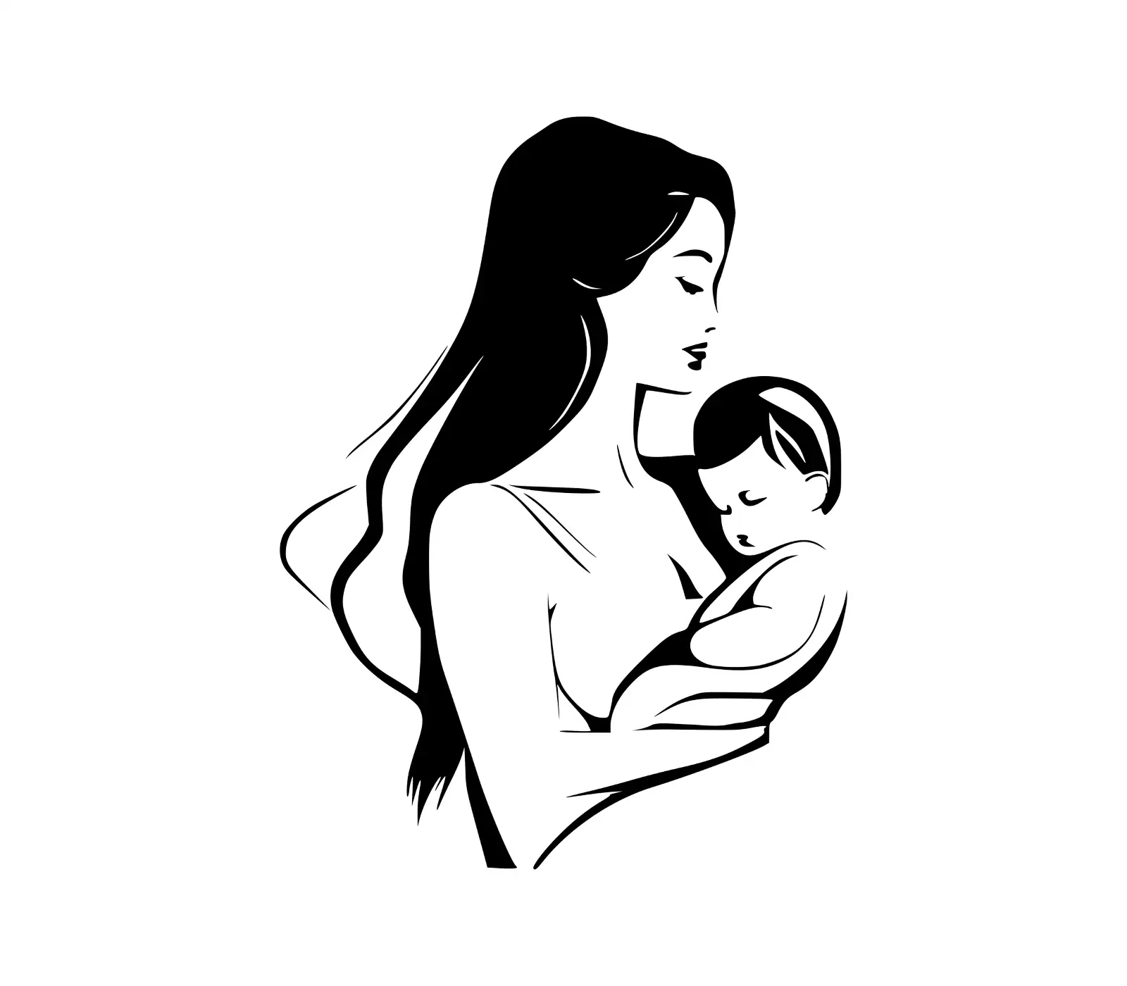 Mother Child Embrace Woman Vector | Nurturing Silhouette