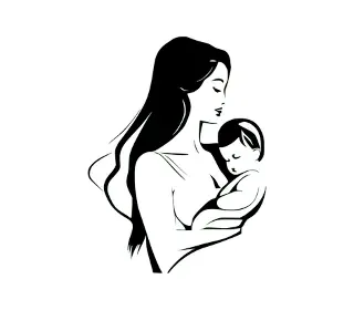 Download Elegant Mother and Child Embrace Woman Vector Art: Nurturing Silhouette for Motherhood Designs