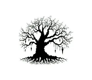 Download Mystical Dreaming Tree SVG: Hauntingly Beautiful Silhouette for Gothic and Halloween Designs