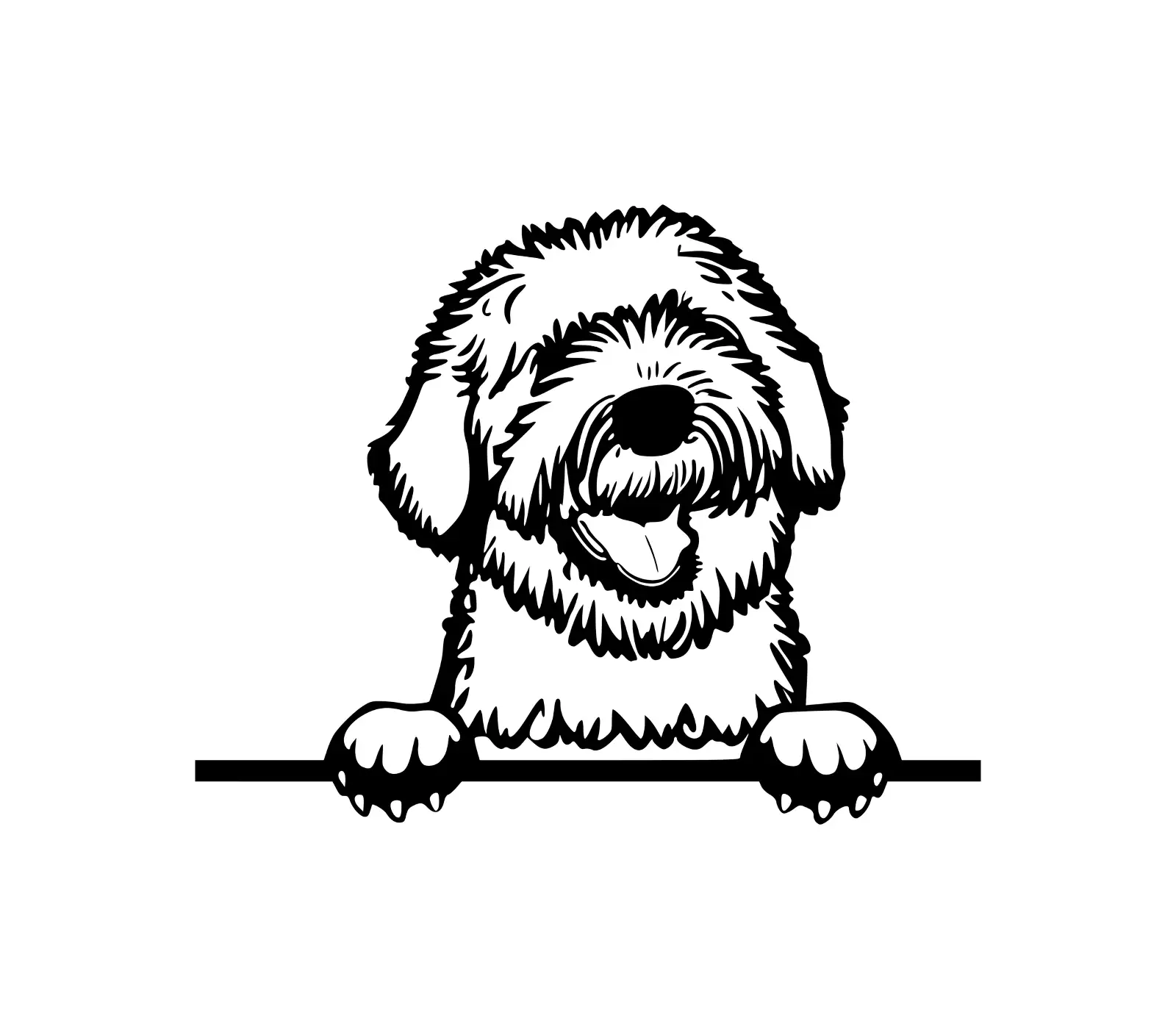 Old English Sheepdog SVG | Peeking Dog Silhouette