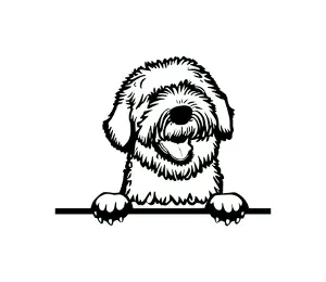 Download Old English Sheepdog Peeking Dog SVG | Black and White Silhouette Vector Graphic | Digital Download