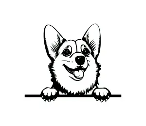 Download Pembroke Welsh Corgi Peeking Dog SVG | Black and White Silhouette | Digital Download for Crafts