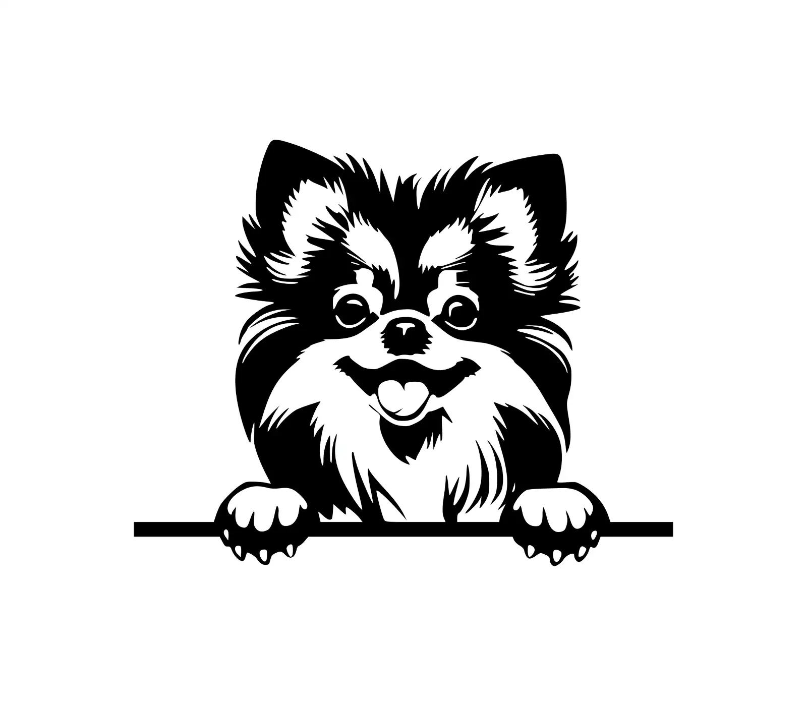 Pomeranian Peeking Dog SVG | Silhouette Vector Clipart