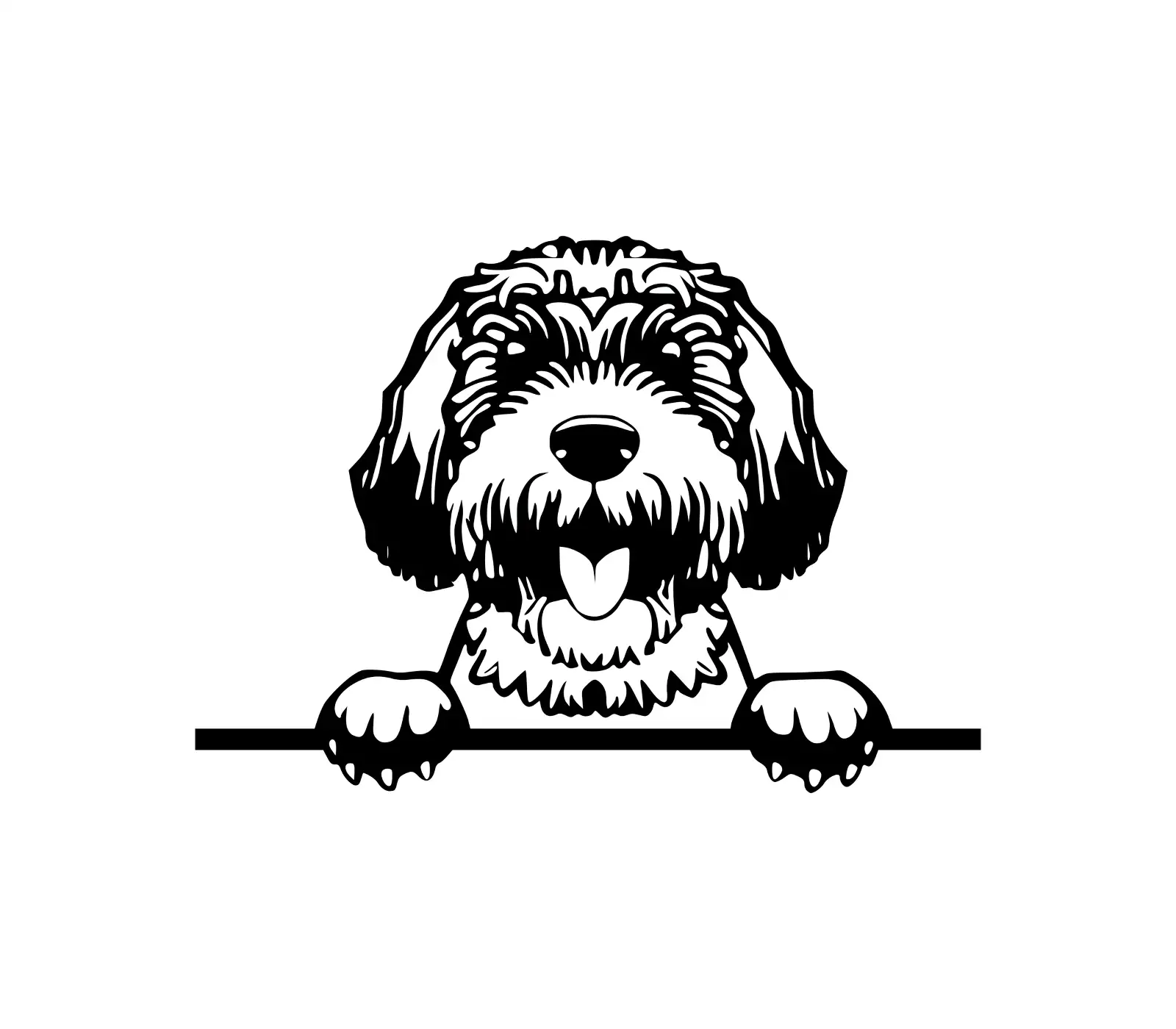 Portuguese Water Dog SVG | Peeking Dog Silhouette