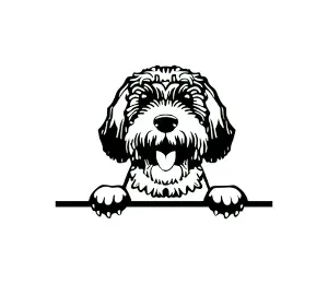 Download Portuguese Water Dog Peeking SVG | Black and White Dog Silhouette | Digital Download for Cricut, Vinyl Cutting