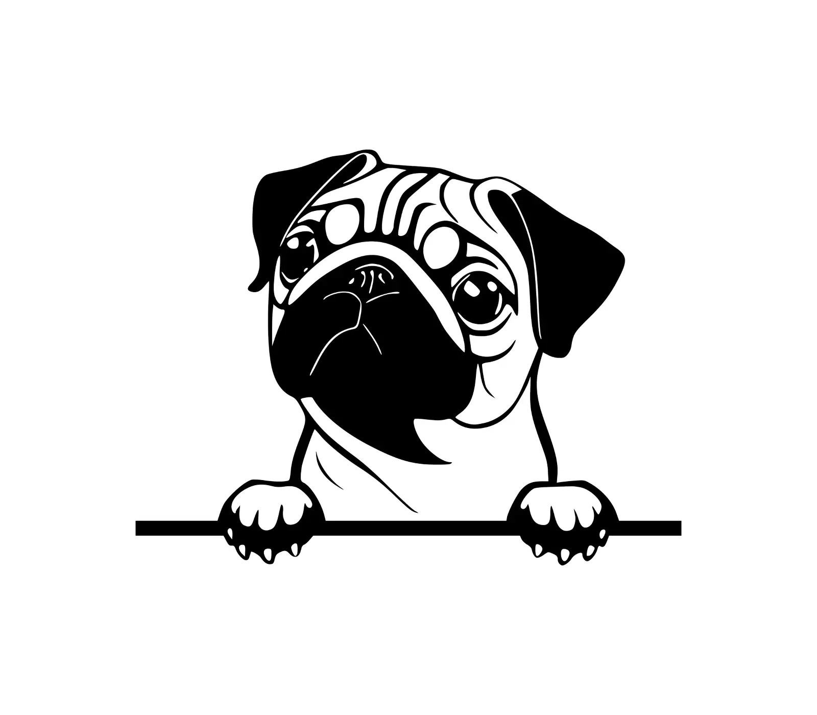 Pug Peeking Dog SVG | Cute Silhouette for Crafts