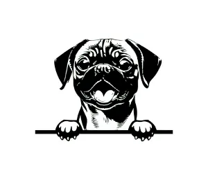 Download Puggle Peeking Dog SVG - Black and White Silhouette Vector Graphic for Cricut, Crafts, and Wall Art