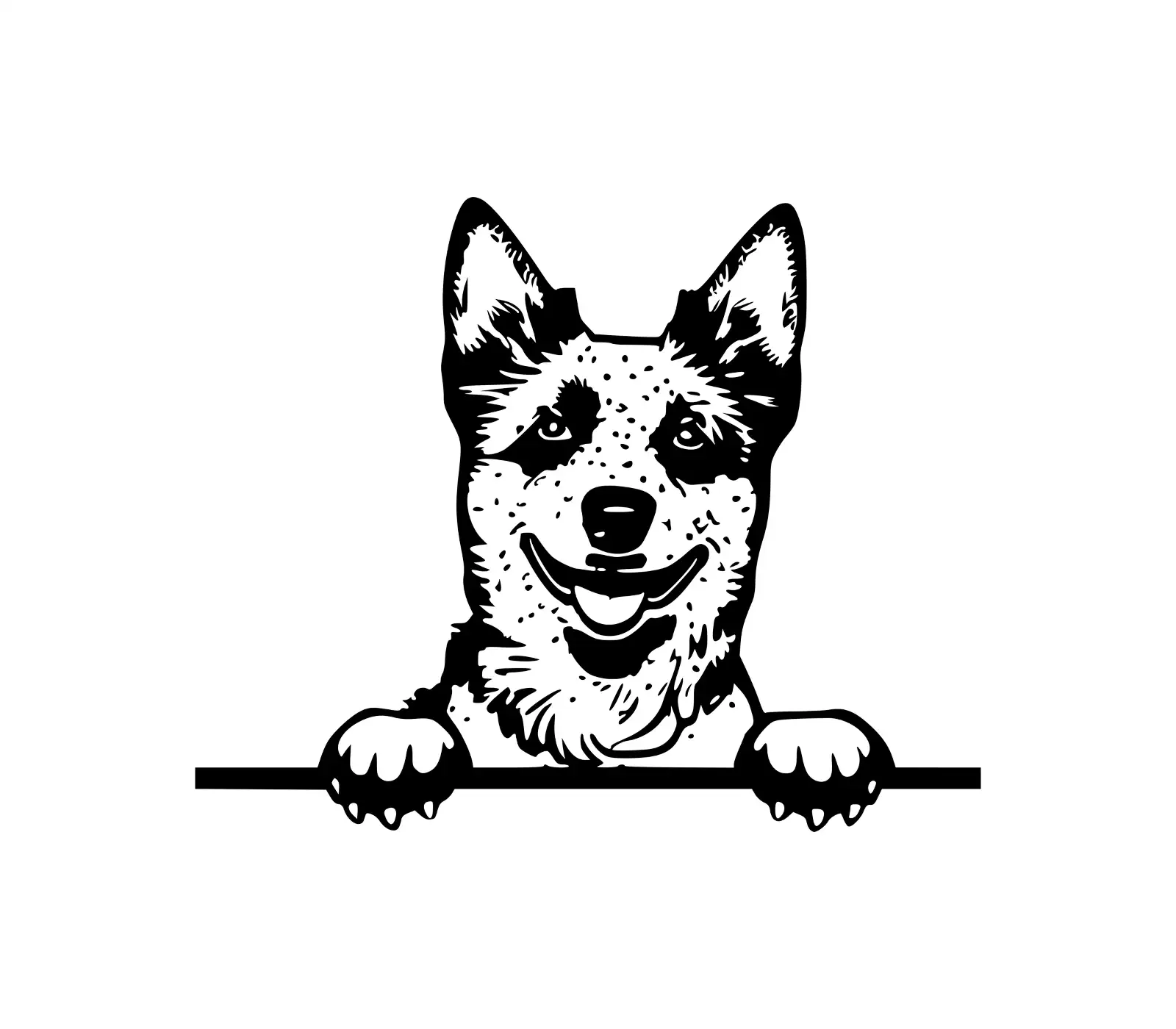 Red Heeler Peeking Dog SVG | Cattle Dog Silhouette