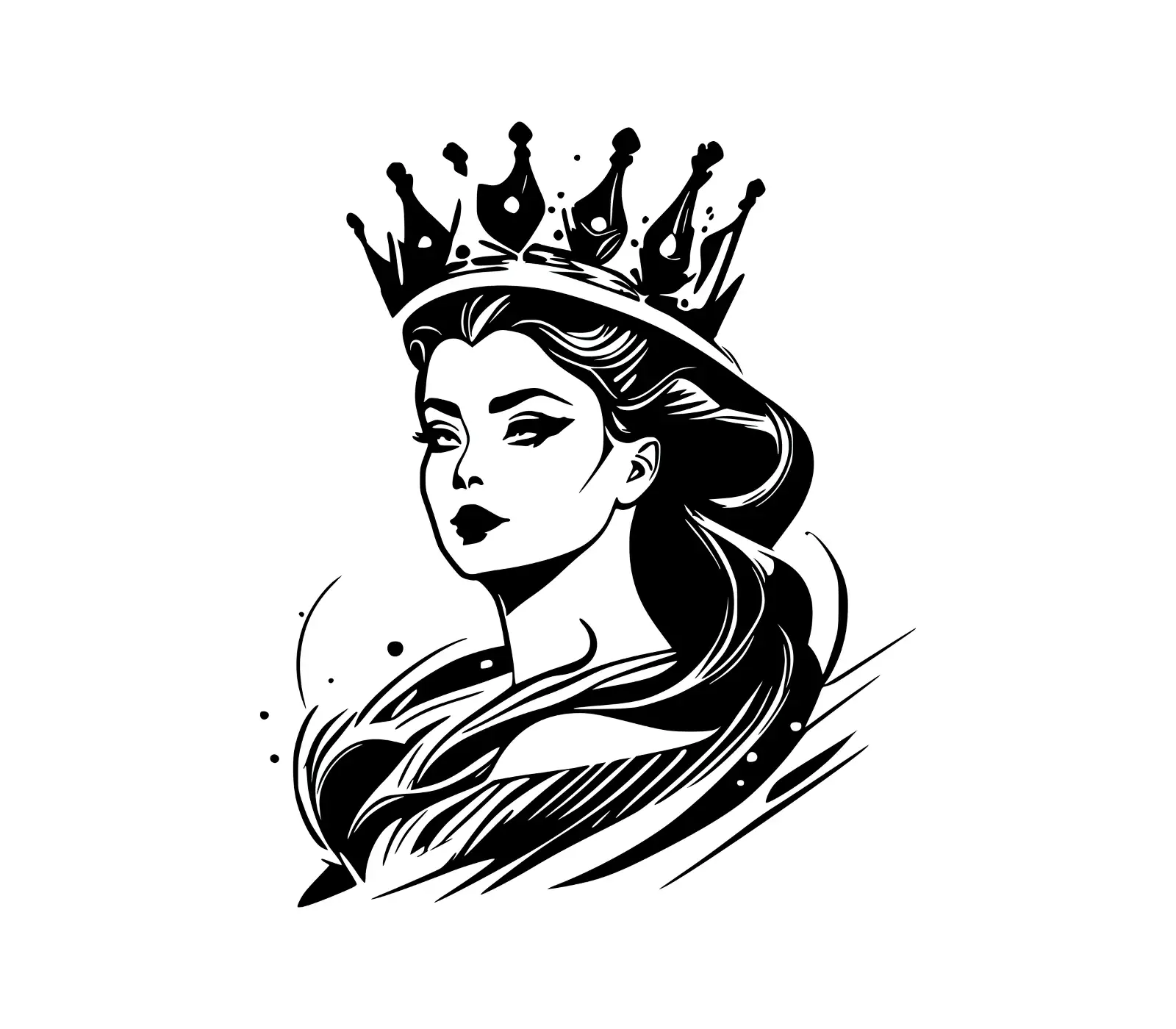 Regal Woman Crown Vector Portrait | Elegant Female Art