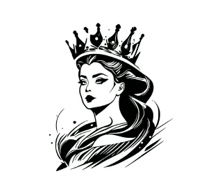 Download Regal Woman Crown Vector Portrait: Elegant Female Silhouette Art for Fashion and Design Projects