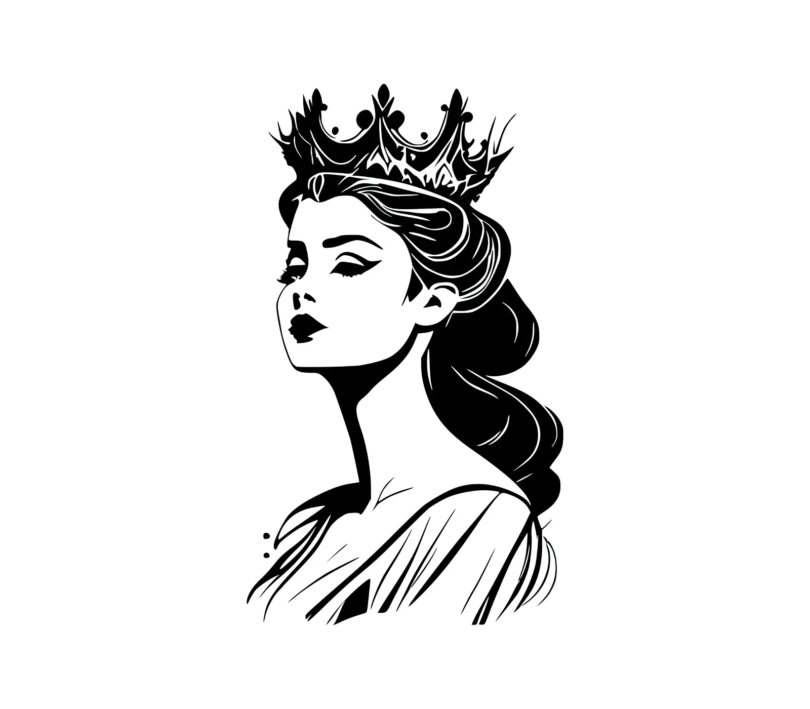 Regal Woman Crown Vector | Elegant Female Portrait Art