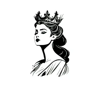 Download Regal Woman Crown Vector Portrait | Elegant Female Silhouette Art for Digital Design