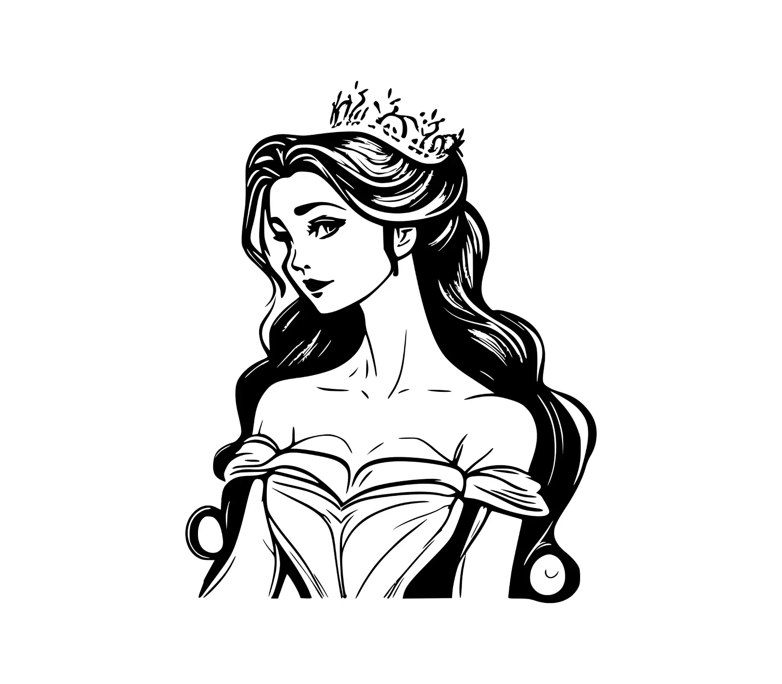 Regal Woman Vector Portrait | Elegant Female Silhouette