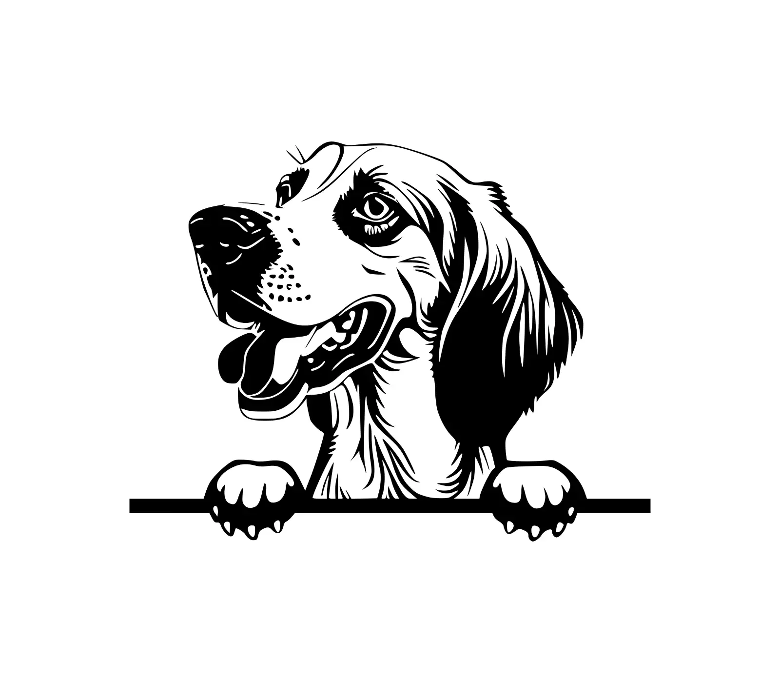 Saluki Peeking Dog SVG | Black & White Silhouette