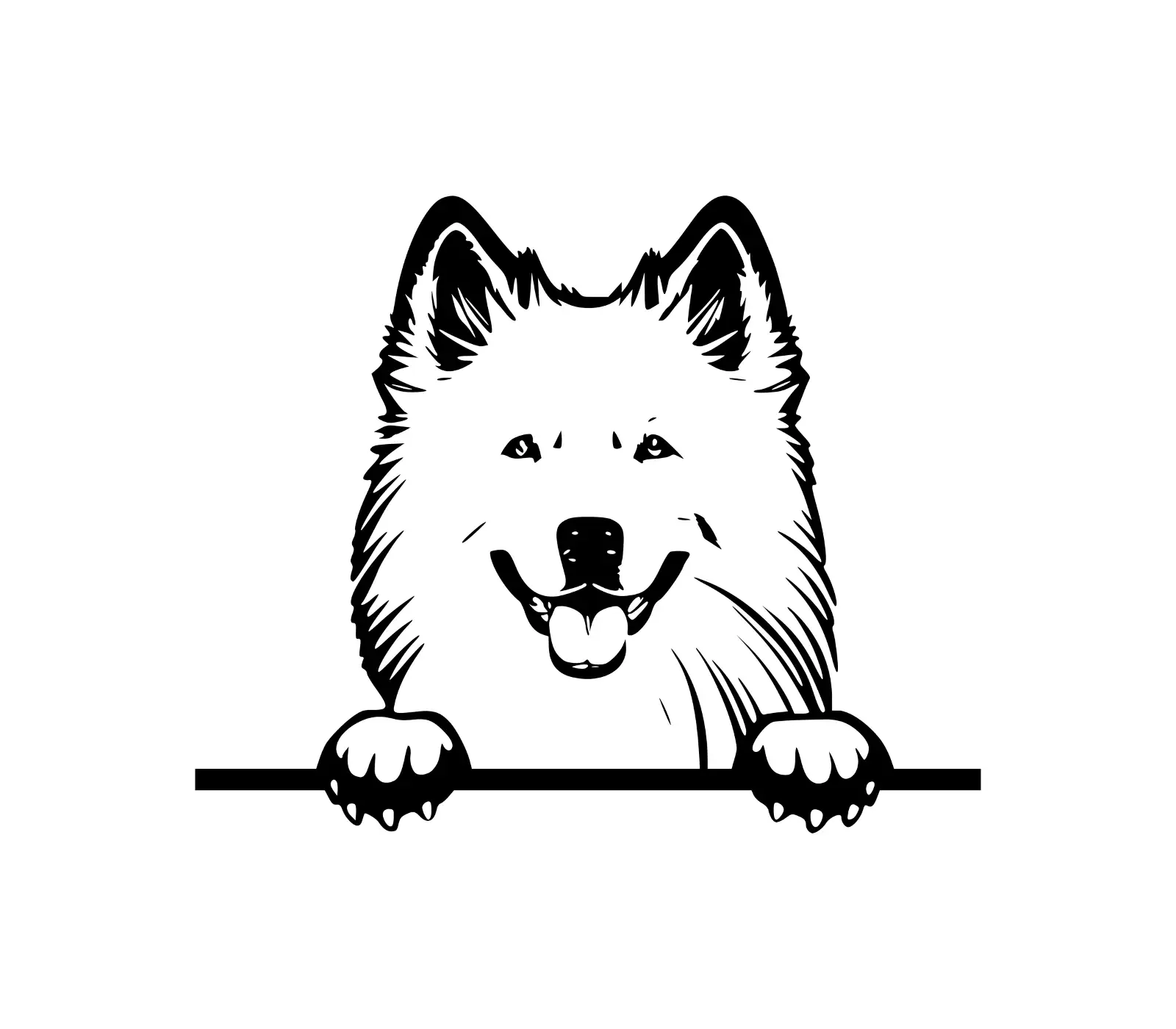 Samoyed Peeking Dog SVG | Cute Silhouette Design