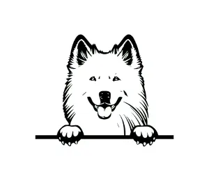 Download Samoyed Peeking Dog SVG - Cute Black and White Silhouette for Cricut, Crafts, and Digital Design