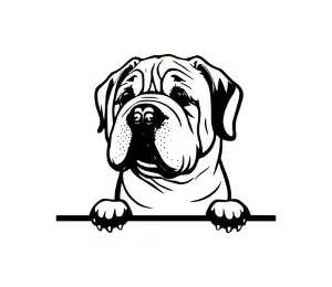 Download Shar Pei Peeking Dog SVG - Black and White Silhouette Vector Graphic for Cricut and Digital Design Projects