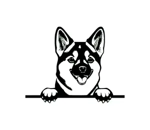 Download Shiba Inu Peeking Dog SVG - Cute Black and White Silhouette Vector Graphic for Cricut and Craft Projects