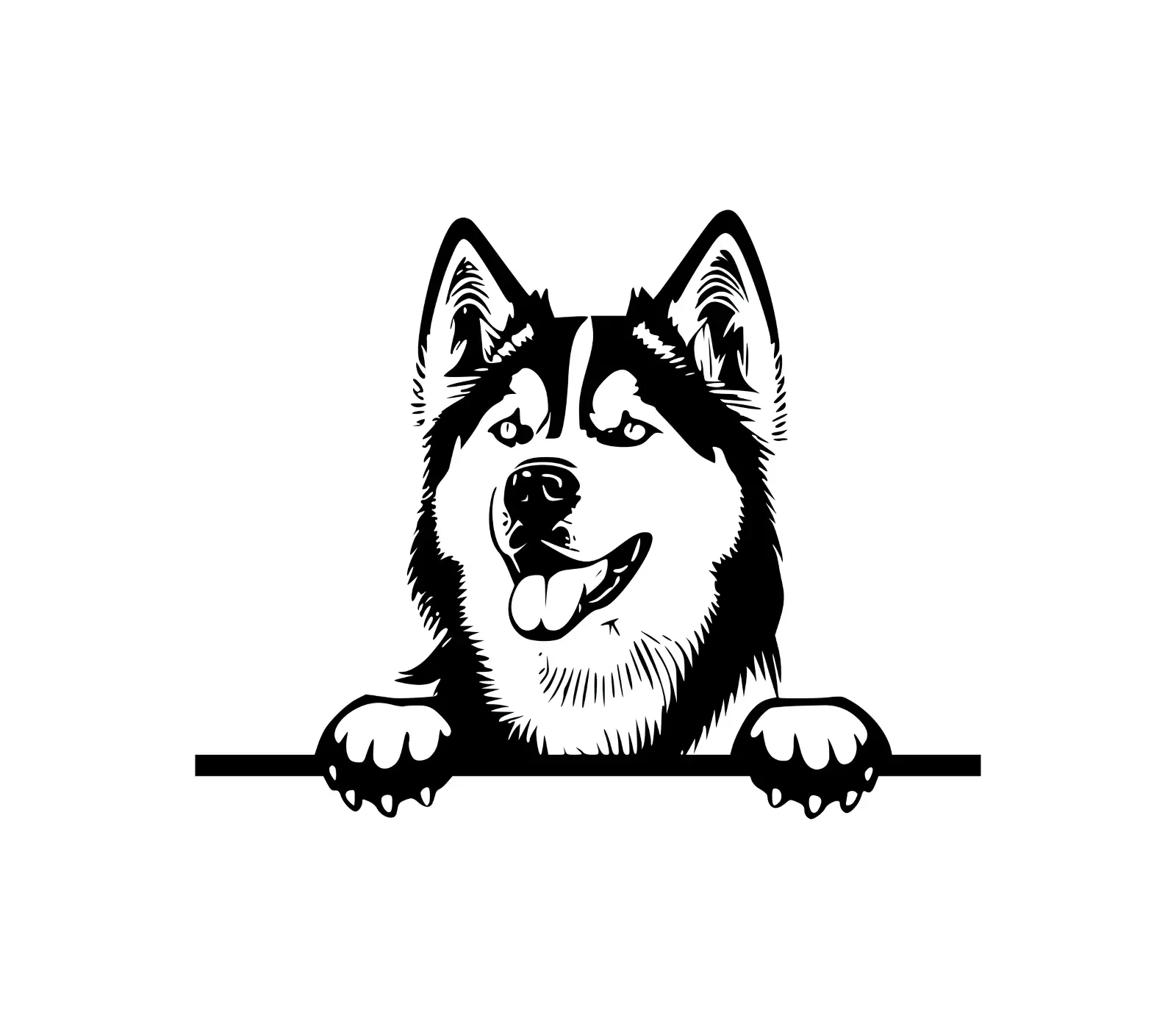 Siberian Husky Peeking Dog SVG | Vector Silhouette