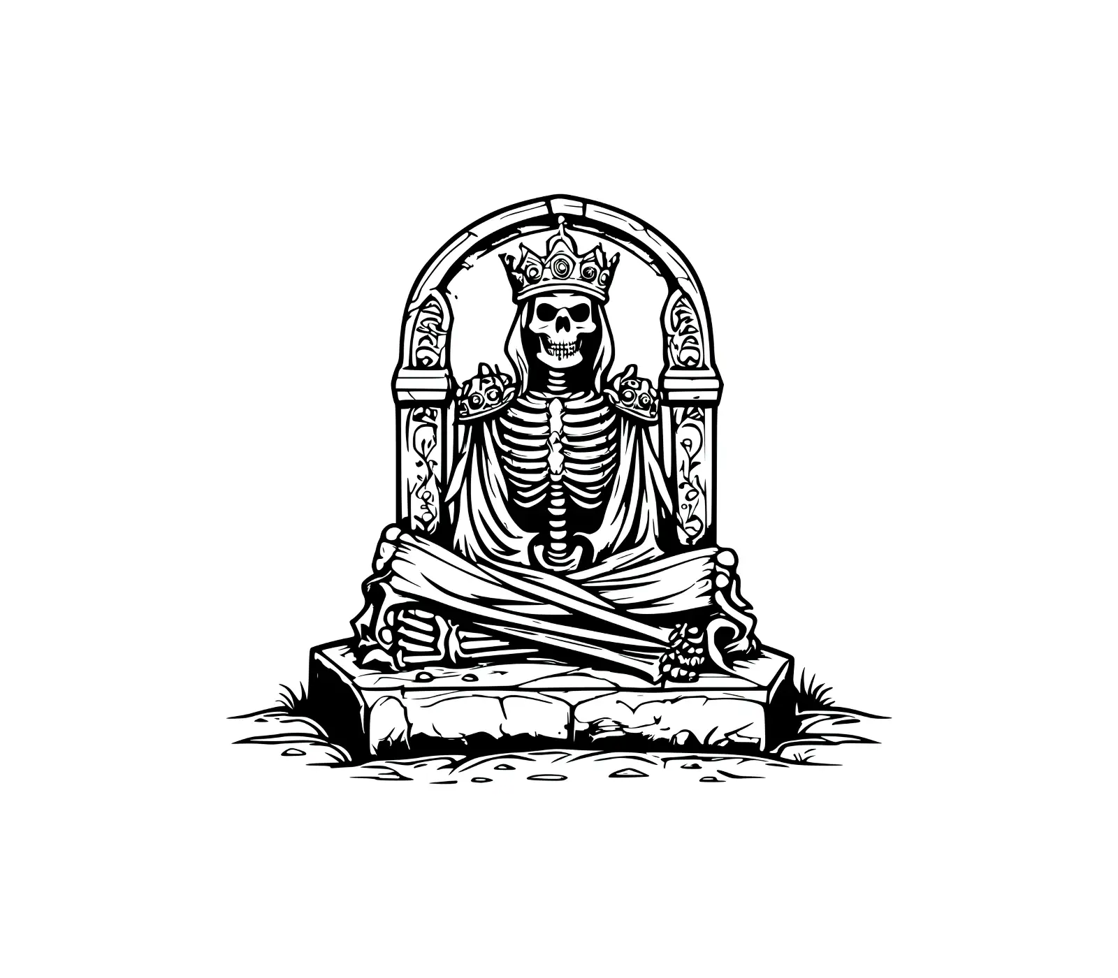 Skeletal Buddha Tombstone SVG | Gothic Graveyard Art