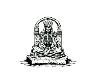 Download Eerie Skeletal Buddha Tombstone SVG: Gothic Graveyard Art for Halloween Decor & Dark Designs