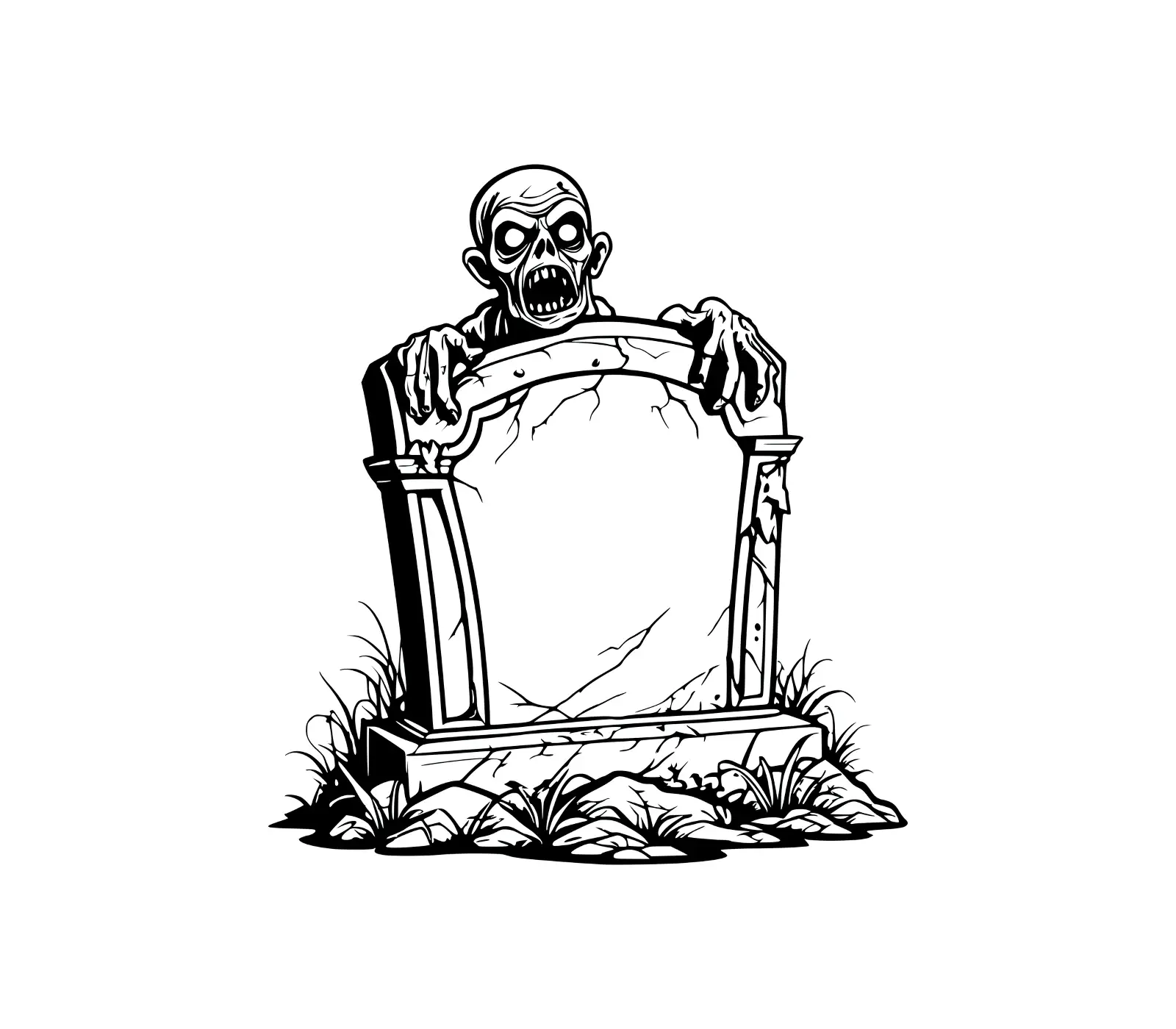 Spooky Skeleton Tombstone SVG | Halloween Graveyard Art