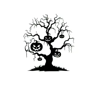 Download Spooky Halloween Dreaming Tree SVG: Enchanting Jack-o'-Lantern Design for Eerie Decorations