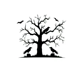 Download Spooky Halloween Tree SVG | Dreaming Tree Design for Cricut & Silhouette | Haunted Forest Silhouette