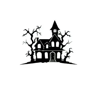 Download Spooky Haunted House SVG: Gothic Silhouette for Halloween Crafts & Decorations | House Art SVG