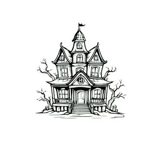 Download Spooky Haunted House SVG: Gothic Halloween Illustration for Crafts, Decor & Tree House Art Projects