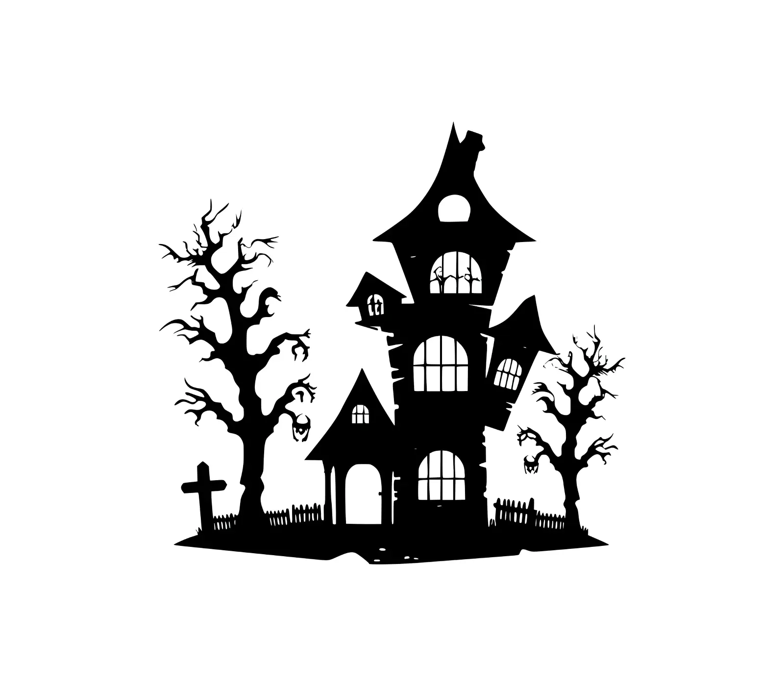 Haunted House SVG | Spooky Tree House Art for Halloween