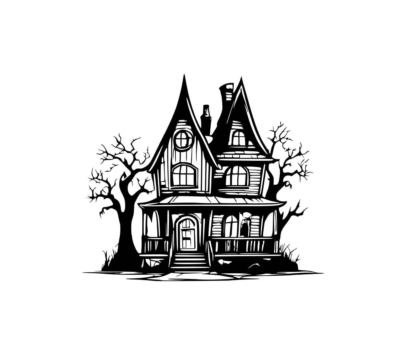 Haunted House SVG | Halloween Tree House Art Design