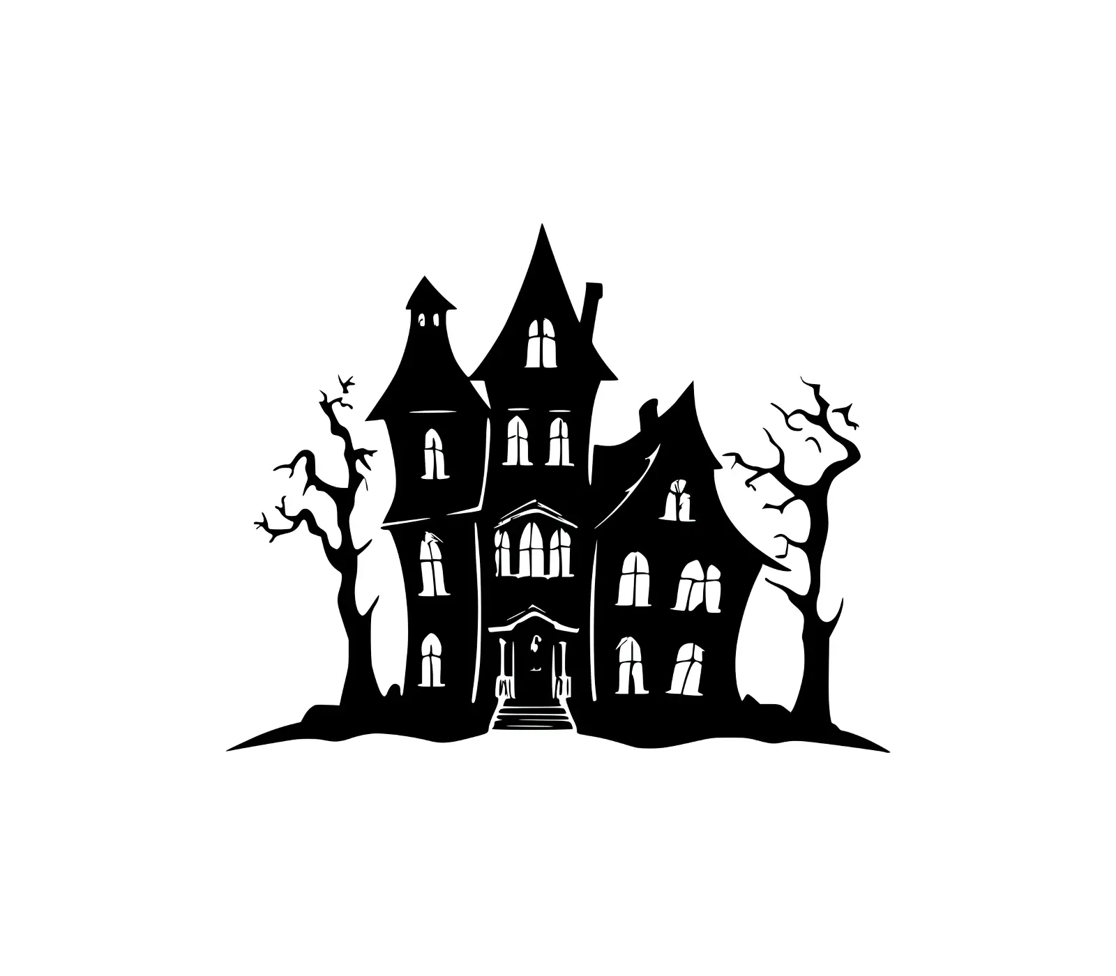 Haunted House SVG | Halloween Tree Silhouette Design