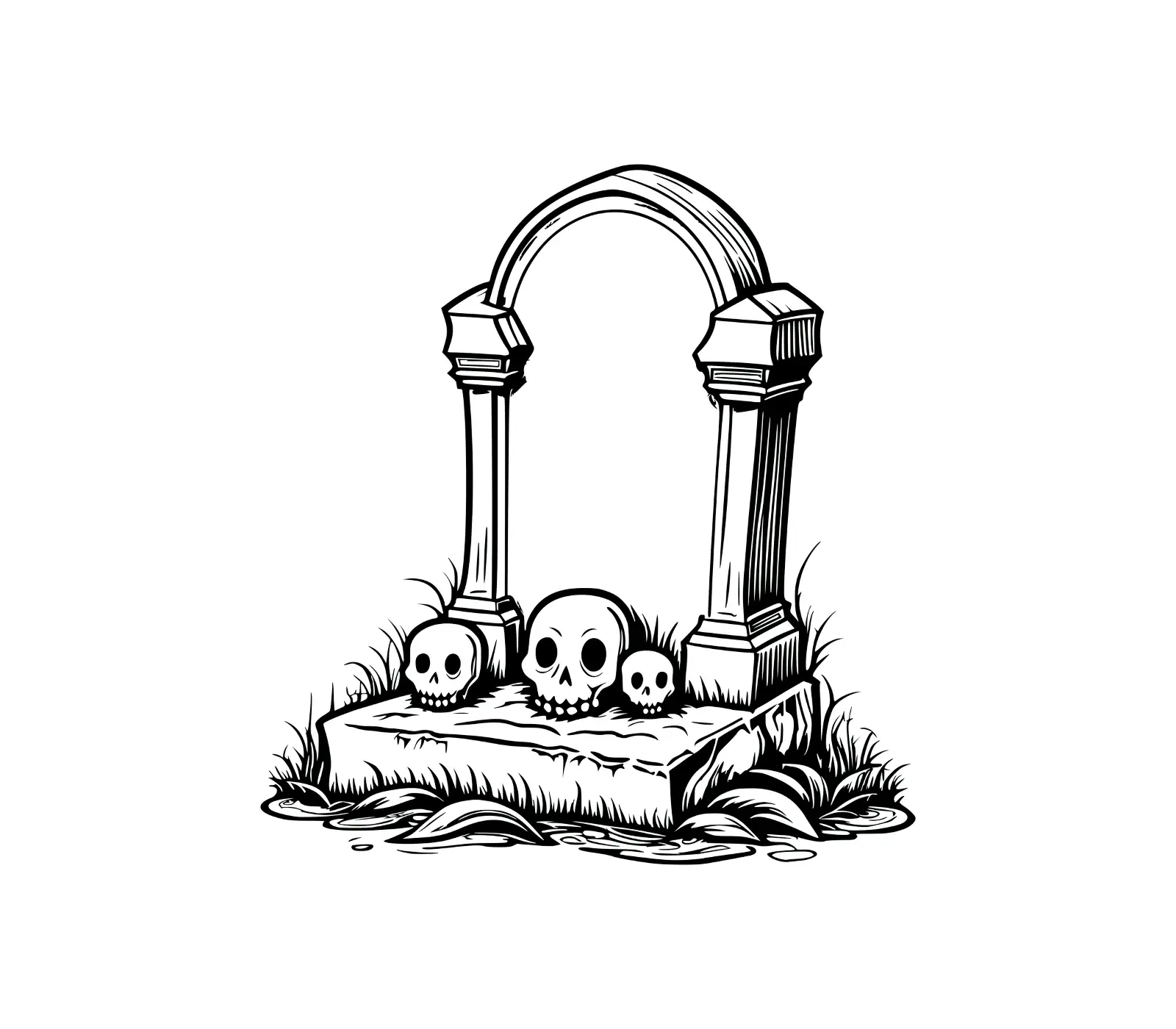 Spooky Skulls Tombstone SVG | Graveyard Vector Art