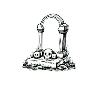 Download Spooky Skulls Tombstone SVG | Graveyard Vector Art for Halloween Decor & Gothic Designs