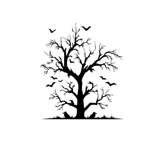 Download Spooky Tree Silhouette SVG | Dreaming Tree Design for Halloween Decor and Crafts