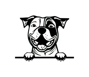 Download Staffordshire Bull Terrier Peeking Dog SVG | Black and White Silhouette | Vector Clipart for Cricut & Crafts