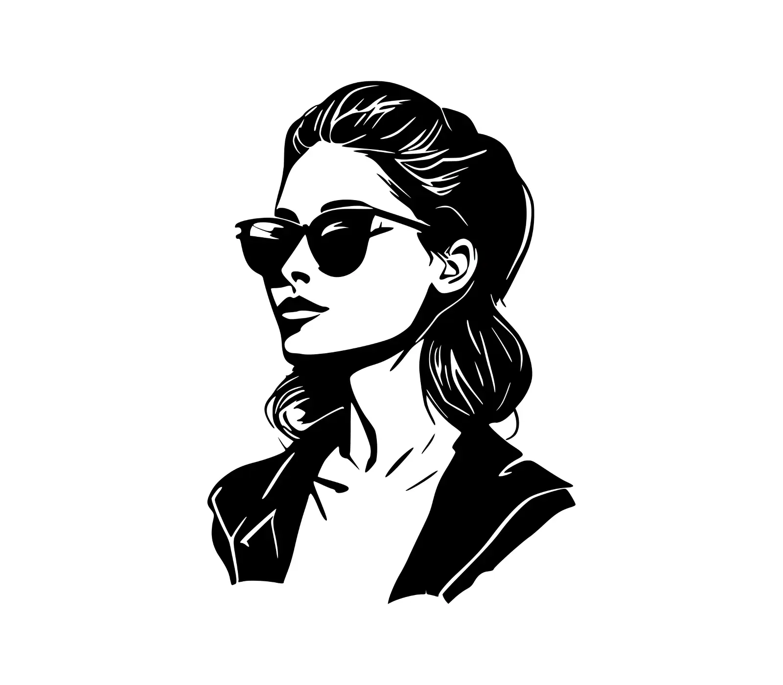 Stylish Woman Vector Portrait with Sunglasses | SVG Art